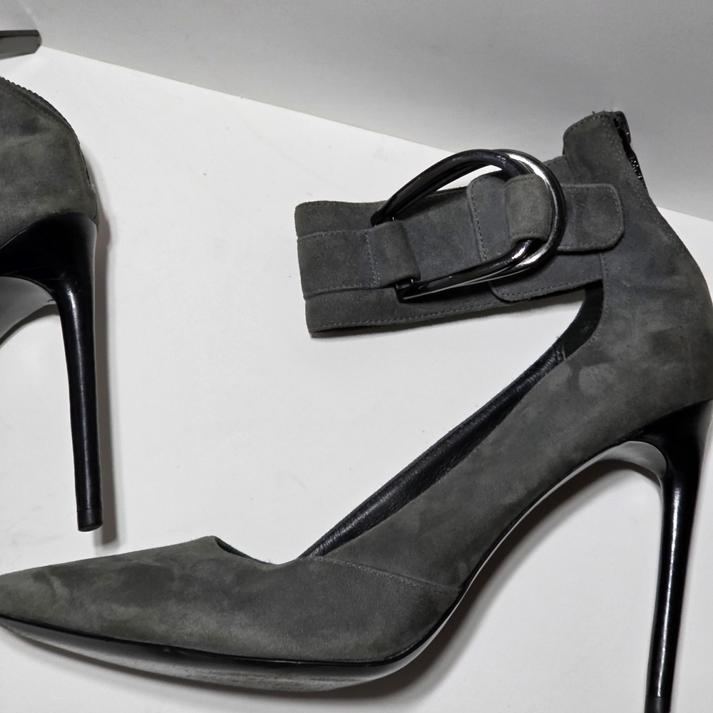 Rachel Zoe Gray Stiletto Heels with Ankle Strap